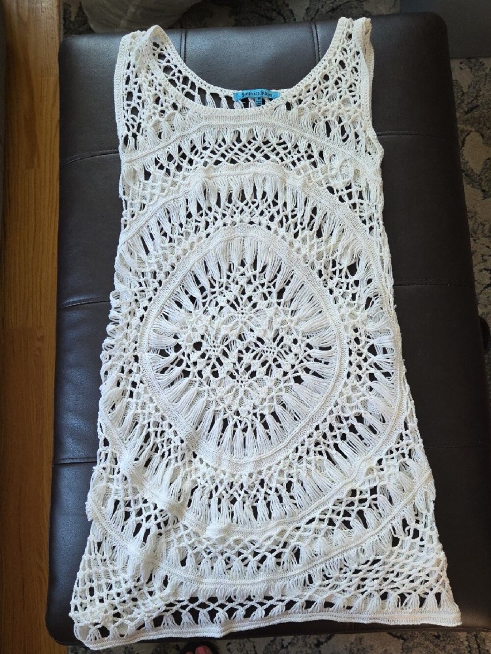 Solitaire Swim Cream Crochet Beach Cover-Up